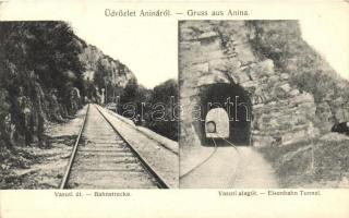 Anina, Stájerlakanina, Steierdorf; Vasúti út és alagút, kiadja Hollschütz / railway tunnel (EK)