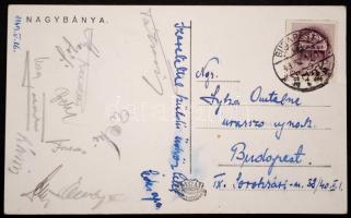 1943 Az FTC football csapat tagjainak aláírása. (Tátrai, Ludas, Toldi, Ónodi II. Nagy, Mezőfi, Lázár, Beke, Sárosi) / 1943 FTC football team signatures