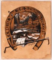 Feszty Masa (1895-1979): Ex libris Sigismund Drucker, ex libris tervezet, vegyes technika, karton, 33×28 cm