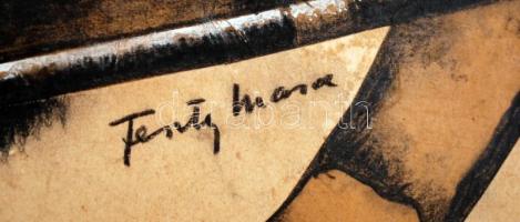 Feszty Masa (1895-1979): Ex libris Sigismund Drucker, ex libris tervezet, vegyes technika, karton, 3...