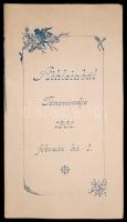 1901 Athléta bál táncrendje bakelit díszítéssel, selyem borítással, hátoldalt füllel és mini ceruzáv...
