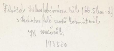 1935 Fotó a balatoni műút mellett Székesfehérvártól kb. 5km-re, verzón feliratozva, 8x11cm