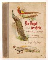 Schleyer, Dr. August - Neunzig, Karl: Die Vögel der Erde Führt i. B. cca 1895. Verlag Löwensohn 30 szíbes litho táblával a szövegben. Laza, egy helyt elvált félvászon kötésben. Biai Vöglein István tulajdonosi névbejegyzésével. / With 169 illustrations and 30 colored litho images in the text. Lose, a bit parted half linen binding.