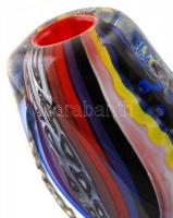 Muránói millefioris díszváza, több rétegű, jelzés nélkül, talpazatán apró csorbával / Murano millefi...