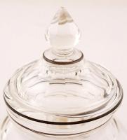 cca 1920 Haida fedeles váza, kézzel festett vadász jelenettel, formába öntött, jelzés nélkül, hibátl...