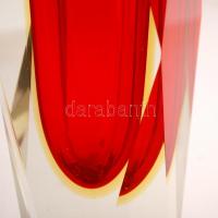 Muránói gyémánt váza, több rétegű, formába öntött, jelzett (Crystal), nagyon apró csorba, m:29 cm