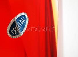 Muránói gyémánt váza, több rétegű, formába öntött, jelzett (Crystal), nagyon apró csorba, m:29 cm