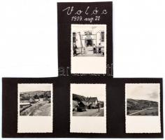 Voloc 1939 aug. 20-án, 4db kartonra kasírozott fotó a vasútállomással, 8x6cm
