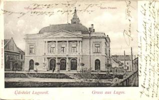 Lugos, Lugoj; városi színház, Nemes Kálmán kiadása / city theater (fa)