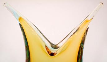 Giuliano Tosi (1942-): Díszváza. Több rétegű fújt üveg, jelzett, hibátlan /Giuliano Tosi: Glass vase...