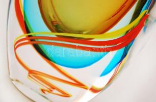 Giuliano Tosi (1942-): Díszváza. Több rétegű fújt üveg, jelzett, hibátlan /Giuliano Tosi: Glass vase...