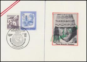 1982 Az osztrák alpesi síbajnokság négy versenyzője által aláírt első napi lebélyegzett levelezőlap ...