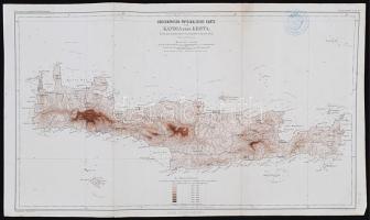 1865 Kréta térkép,Kapitan T. Spratt, Gotha: Justus Perthes, 1:650.000, 27x45cm