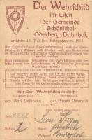 1915 Wehrschild im Eisen der Gemeinde Schönichel-Oederberg Bahnhof / Iron Defence Shield of Sunychl-Bohumin railway station, WWI K.u.K. nail men charity propaganda card (EK)