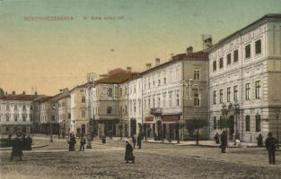 Besztercebánya, Banská Bystrica; IV. Béla király tér, Löwy Jakab üzlete, Holesch Árpád üzlete / square, shops