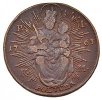 1763. PH-KM Poltura Cu "Mária Terézia" rozettás T:2-,3
Huszár: 1752., Unger III.: 1270.a