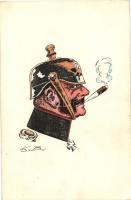 German smoking military officer, ASCO (Arthur Schuerer & Co.) 8837. B.-Sch. s: K. B. (EK)