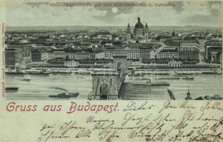 Budapest, 5 db régi városképes képeslap az 1897-1904 közötti időszakból, több litho, egy floral, veg...