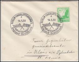 1938 A Németország-Anglia football meccs alkalmi bélyegzéssel elküldött borítékja / 1938 Germany-England footbal match special cancellation on cover