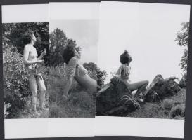 cca 1938 Csak az arcomat ne! 13 db finoman erotikus fénykép, korabeli negatívról készült modern nagyítás, képméret 10x10 cm, 10x15 cm-es fotópapíron /  13 modern copies of vintage erotic photos, 10x15 cm