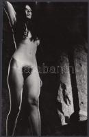 cca 1970 Fekete démon költözött az elhagyott kolostorba, 4 db db finoman erotikus fénykép, 18x12 cm / cca 1970 4 erotic photos, 18x12 cm