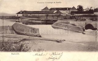 Radnóth, Iernut; uradalmi cementgát és Kastély, Adler Alfréd kiadása / dam and castle