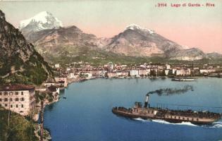 Garda lake, town-view, steam ship, shore