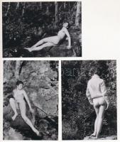 cca 1970 Erdő mellett legjobb lakni..., 7 db finoman erotikus fénykép, korabeli negatívról készült m...