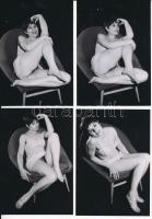 cca 1970 Kedvenc fotel, 10 db finoman erotikus fénykép, korabeli negatívról készült modern nagyítás, 13x9 cm / cca 1970 10 erotic photos, 13x9 cm