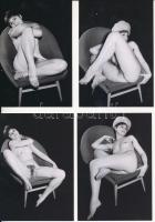 cca 1970 Kedvenc fotel, 10 db finoman erotikus fénykép, korabeli negatívról készült modern nagyítás,...