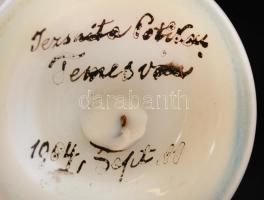 Antik patikai kehely, tejüveg, fújt üveg, jelzett (Jezsuita Patika Temesvár 1904 Sept 11), üveg hibá...