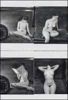 cca 1930 Öreg dívány fiatal vendégei, 7 db finoman erotikus fénykép, korabeli negatívról készült modern nagyítás, képméret 10x10 cm, 10x15 cm-es fotópapíron / 7 modern copies of vintage erotic photos, 10x15 cm