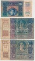 1912. 100K (2x), egyik piros "Magyarország" felülbélyegzéssel + 1913. 20K (3x) + 1914. 50K...