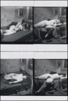 cca 1940 Az otthon melegében, 4 db finoman erotikus fénykép, korabeli negatívról készült modern nagyítás, képméret 10x10 cm, 10x15 cm-es fotópapíron / 4 modern copies of vintage erotic photos, 10x15 cm