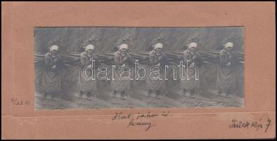 cca 1910 Kerny István (1879-1963) felvétele az Al-Duna mentén és az ebből készült trükkfotó, aláírt, pecséttel jelzett vintage képek, 17x23 cm és 5x14 cm