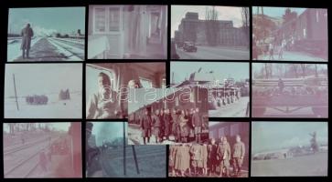 cca 1942 Kórházvonattal Ukrajnában, Thöresz Dezső (1902-1963) hagyatékából előkerült eredeti színes ...