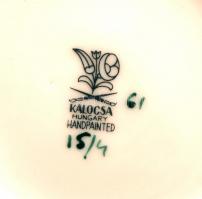 Kalocsai virág mintás váza, kézzel festett, jelzett, hibátlan, m:14 cm