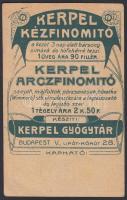 cca 1900 Kerpel féle arcfinomító reklám a Kerpel gyógytárból Faragó Géza jelzett grafikájával