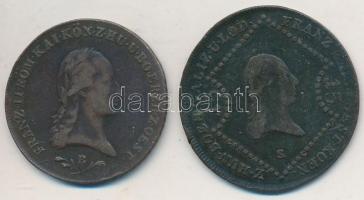 1800B 6kr Cu + 1807S 15kr Cu "I. Ferenc" T:2-,3 ph