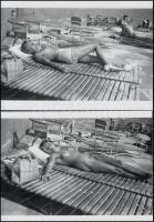 cca 1930 A női napozó titkai, 3 db finoman erotikus fénykép, korabeli negatívokról készült mai nagyítások, 11x18 cm / 3 modern copies of vintage erotic photos, 11x18 cm