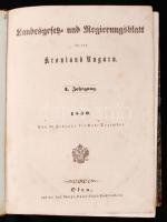 Landesgesetz- und Regierungsblatt für das Königreich Ungarn, azaz Magyarországot illető országos törvény- és kormánylap, 1850. I. évfolyam 1-33. füzet, január elejétől - december végeig. Budán-Ofen, (1850.) Egyetemi ny. Korabeli félbőr kötésben, jó állapotban / In half leather binding.