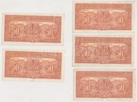 Ausztria / Szövetséges megszállás 1944. 50gr (5x) egy kivétellel lyukasztott T:II-,III
Austria / Al...