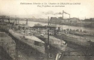 Chalon-sur-Saone, Etablissement Schneider et Cie. Chantiers, Onze Torpilleurs / battleship factory, torpedo boats in construction (EK)