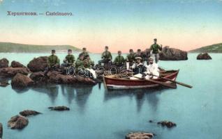 Herceg Novi, Castelnuovo; K.u.K. soldiers and mariners in boats (EK)