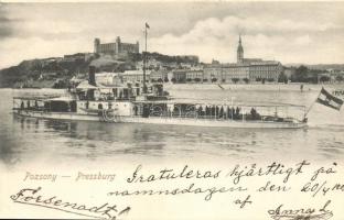 Pozsony, Pressburg, Bratislava; vár, Szamos gőzhajó / castle, SS Szamos