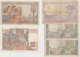Franciaország 1939-1946. 5Fr-100Fr (5x) T:III,III-
France 1939-1946. 5 Francs - 100 Francs (5x) C:F...