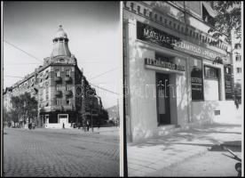 cca 1940 Budapest, Leszámítoló bank székháza, 5 db korabeli negatívról készült mai nagyítások, 13x9 cm