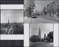 cca 1960 Autóbuszok Kőbányán, Keveházi János hagyatékában őrzött 3 db negatívról készült mai nagyítások, 10x10 cm és 10x15 cm