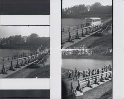 cca 1960 Csongrád, Átkelés a tiszai ponton hídon, 3 db korabeli negatívról készült mai nagyítások, képméret 10x10 cm, 10x15 cm-es fotópapíron