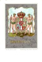 Danemark, Denmark; coat of arms, Kunstverlag Paul Kohl No. 34. Art Nouveau litho